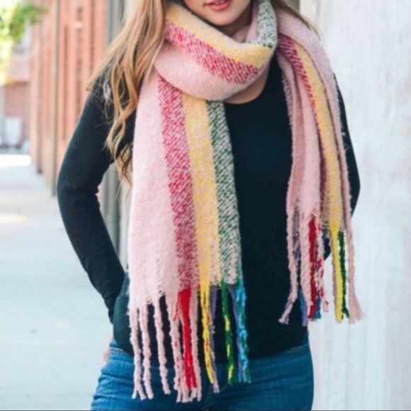 NWT Rainbow Stripe Soft Cozy Scarf 
New With Tags 100% Acrylic Super Soft - Picture 3 of 3